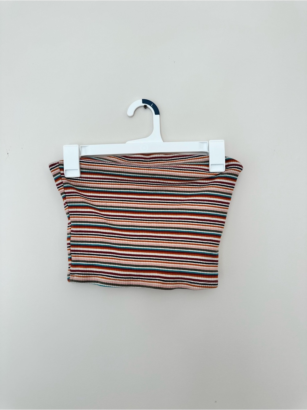 Garage Ribbed Stripes Strapless Crop Top